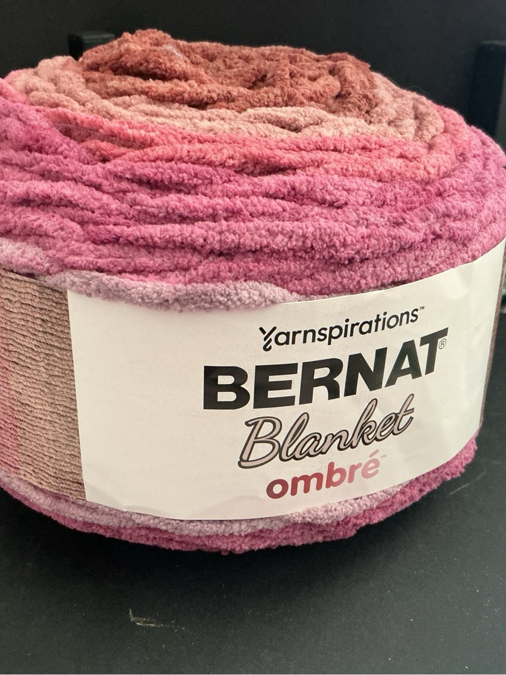 Bernat Blanket Ombre Yarn Cake in Pink Mauve Tones 10.5 oz 220 yds weight 6